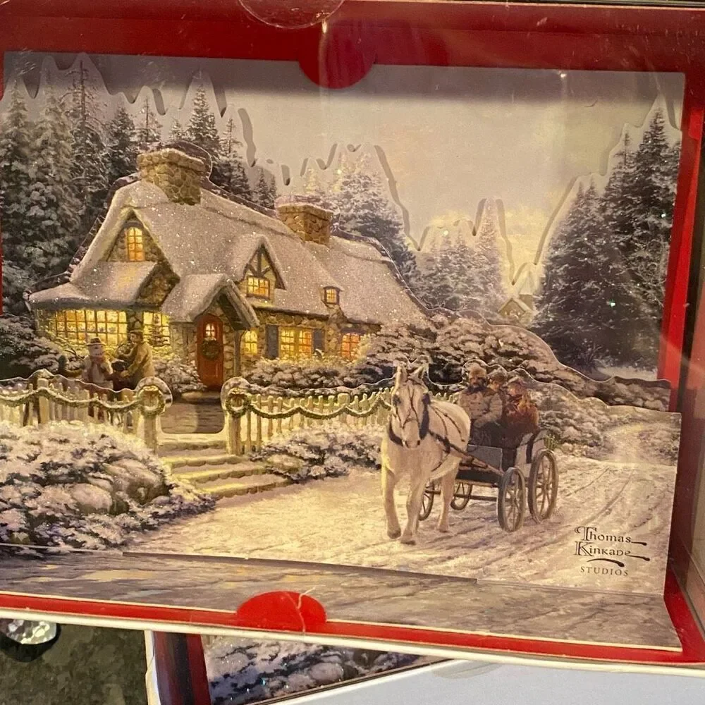 Hallmark 3D Thomas Kinkade Christmas Cards NEW 16